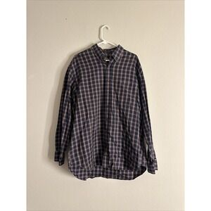 ROBERT TALBOTT Classic Brown Plaid TWILL 1-Pocket LONG SLEEVE Button-Up SHIRT XL